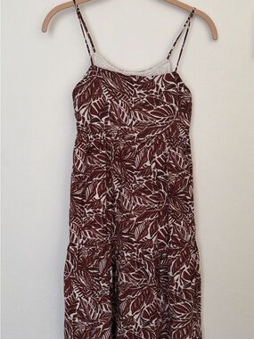 Abercrombie & Fitch Cream Dress with Brown Leaf Print